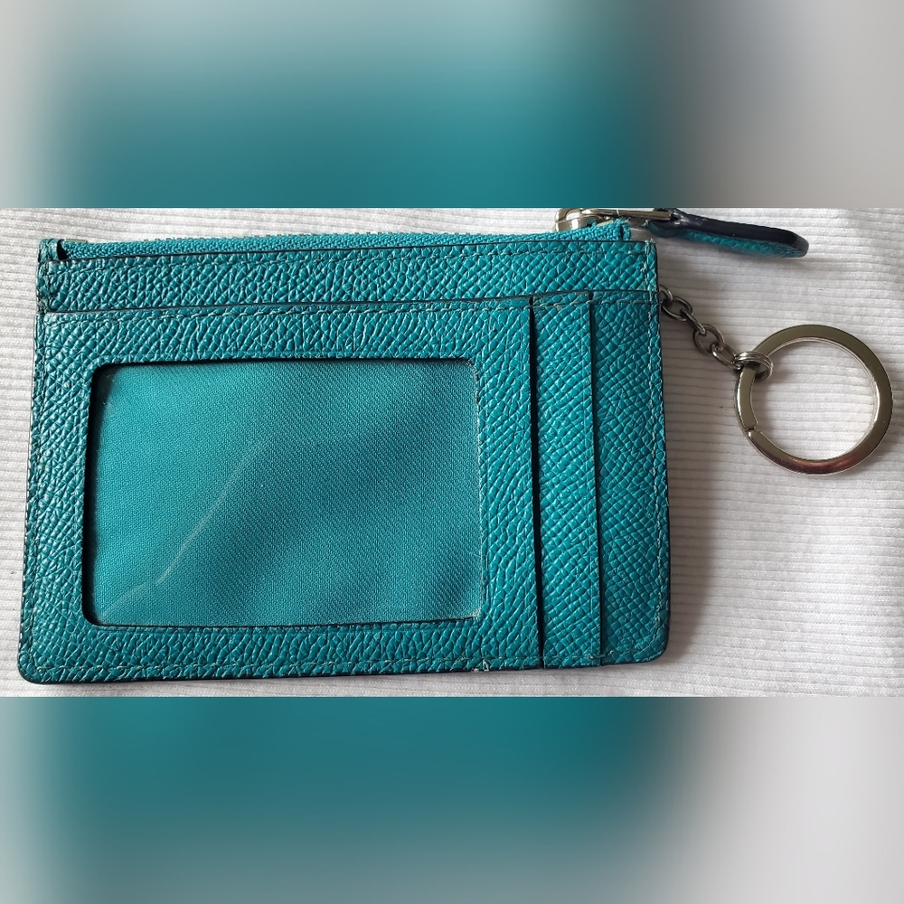 COACH Teal Leather Key Chain Pouch - Picture 2 of 3
